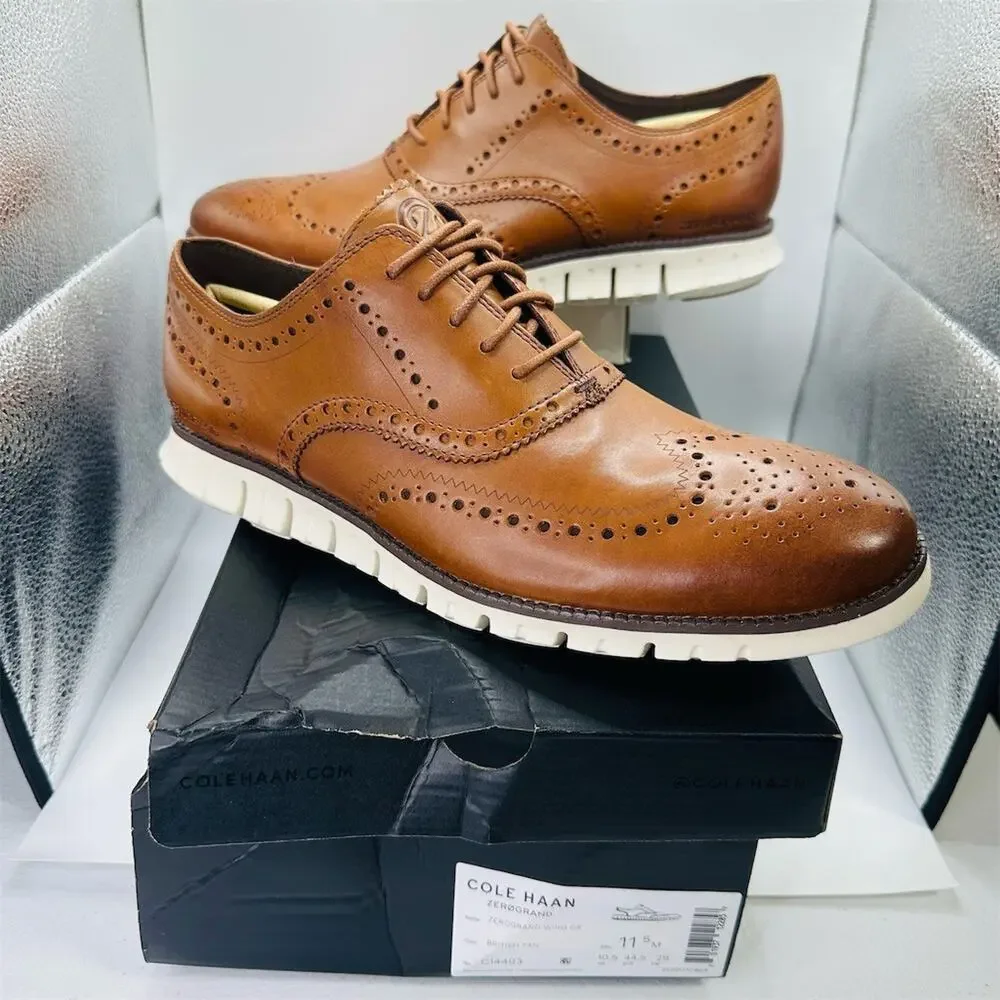Cole Haan ZERØGRAND Wingtip Oxford Men's Dress Shoes Brown Size 11.5 M
